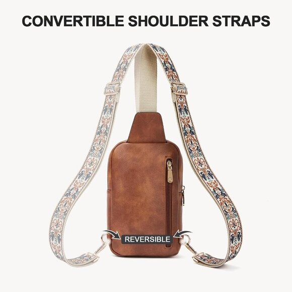 Sling Bag Quilted Crossbody Bags for Women Cross Body Purse Leather Fanny Pack w - Picture 6 of 8